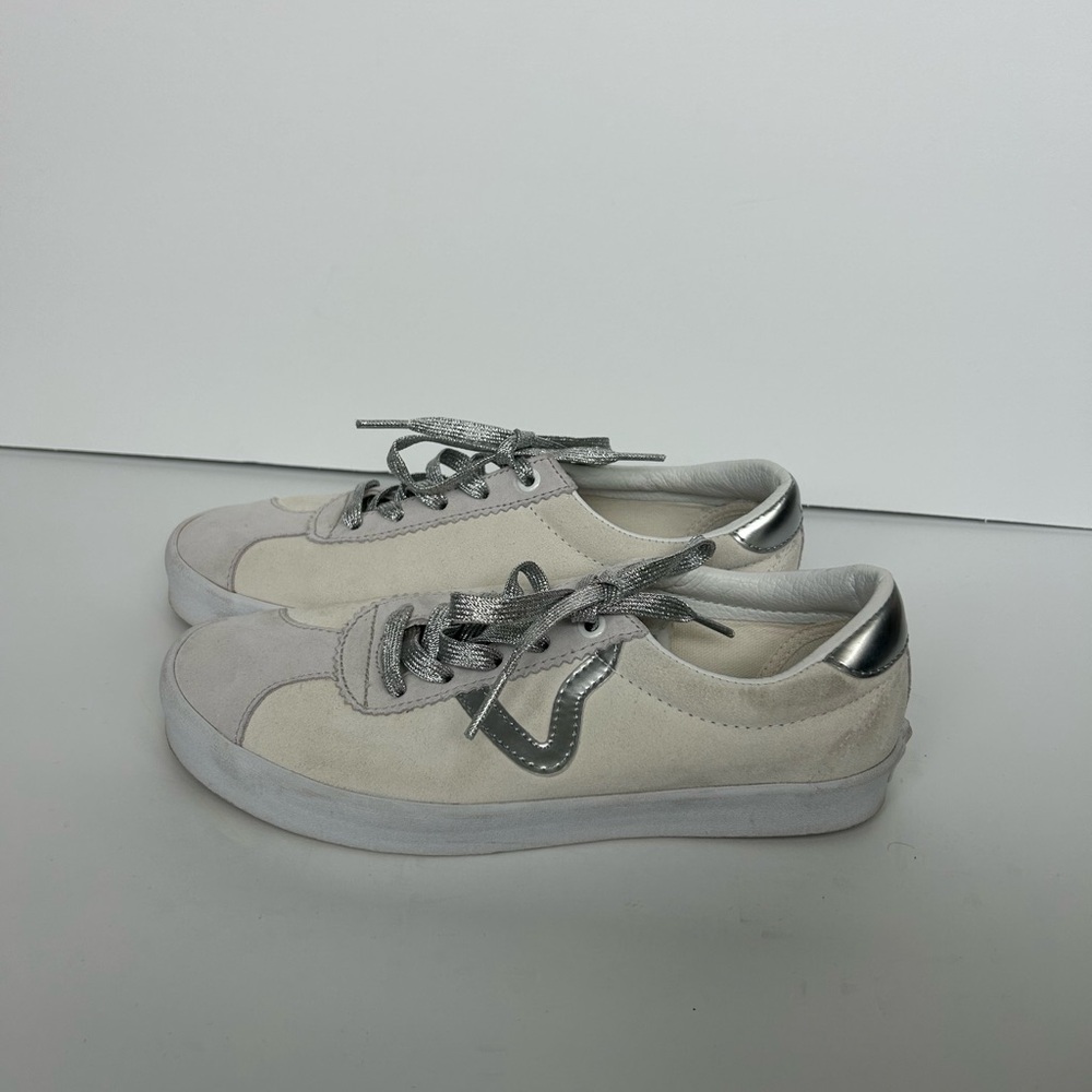 Vans Women's Cream Sneakers with Silver Accents